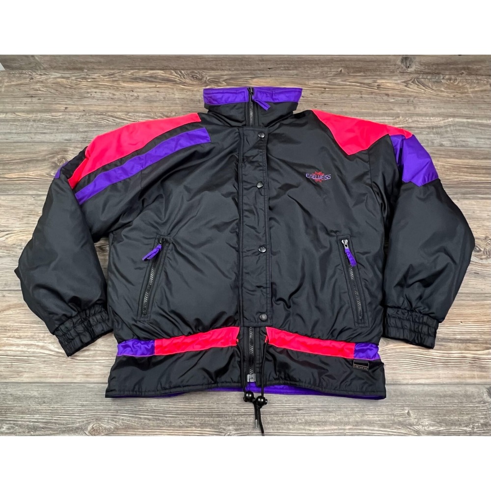 Edelweiss Womens Skiwear Multicolor L Full Zip Nylon Zip Pockets‎ Retro 90's